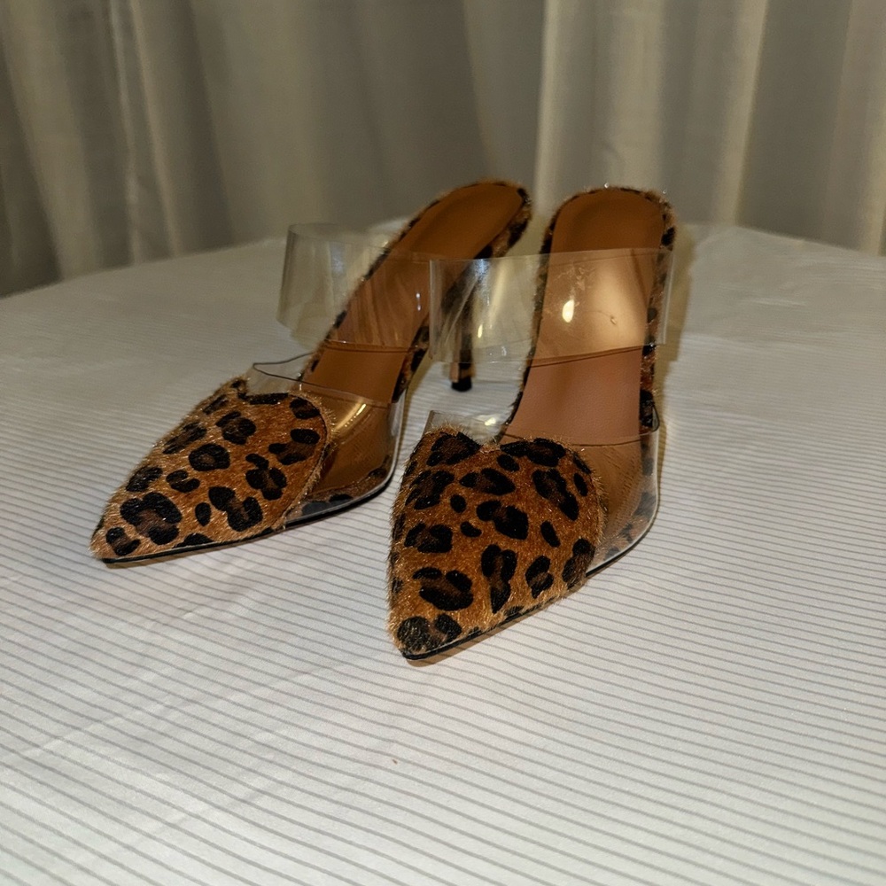 Leopard Print Clear Strap Heels - Picture 3 of 4